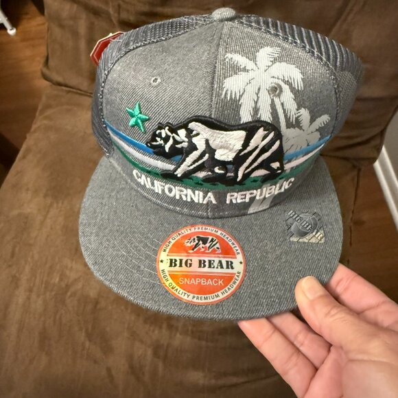 New California flag curved bill Cali adult one-size trucker hat cap. - Picture 6 of 8